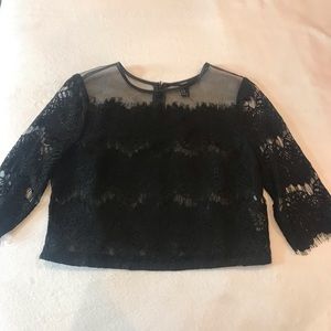 Forever 21 Mesh And Eyelash Lace Blouse